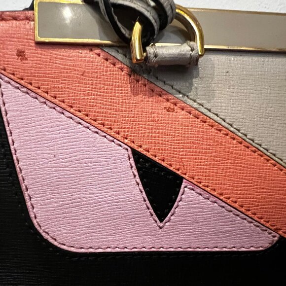 Fendi 2Jours Monster Tote in Black/Coral/Lilac/Taupe Leather - Picture 3 of 9